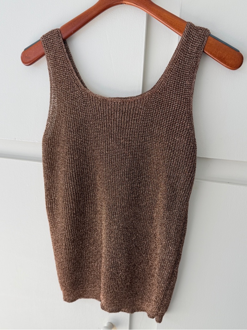 Suzelle Rich Brown and Metallic Copper Knit  Tank